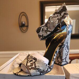 Ivory and Brown Snakeskin Heel